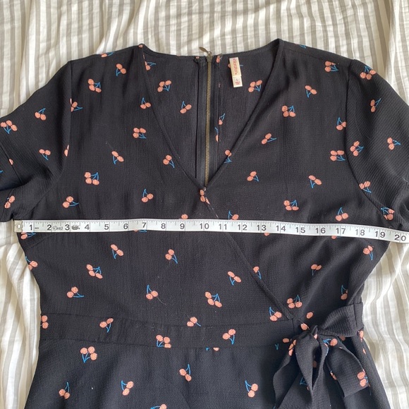 Cherry Print Faux Wrap Dress - Picture 9 of 10